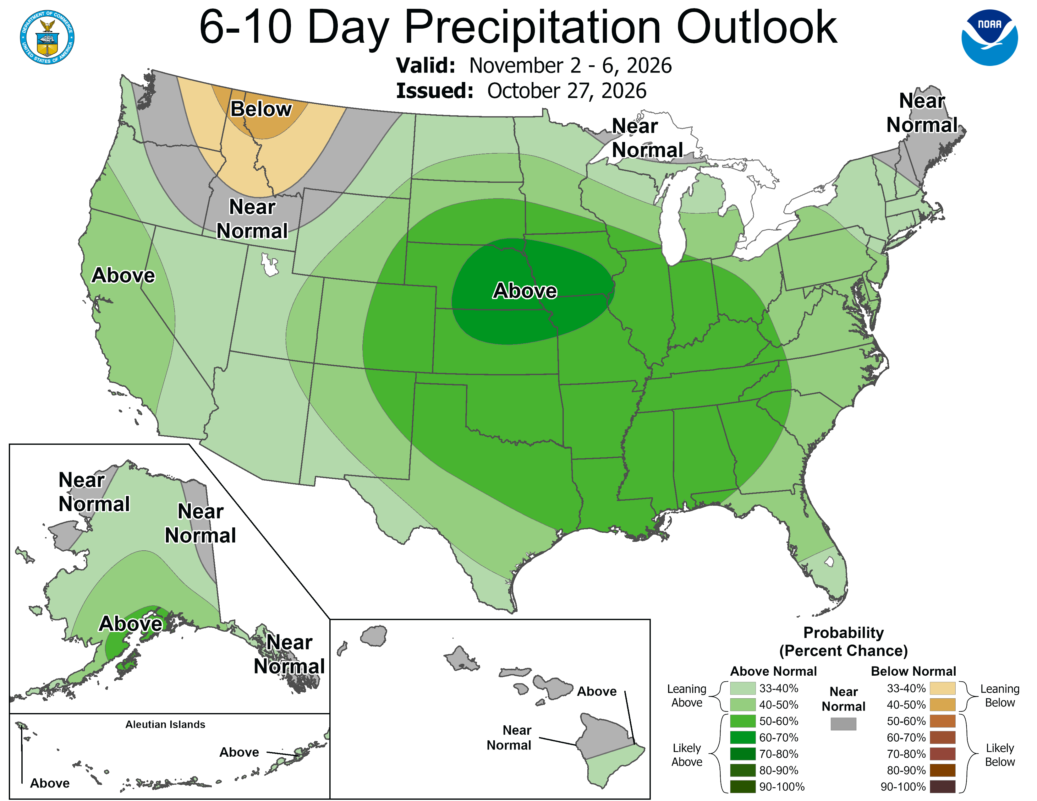 NOAA CPC 6-10 day precipitation outlook map